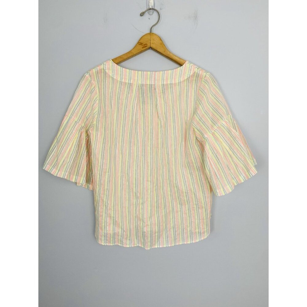NWT A New Day Neon/Metallic Striped Bell Sleeve Top Womens Size S Multi Stripe - Picture 3 of 9